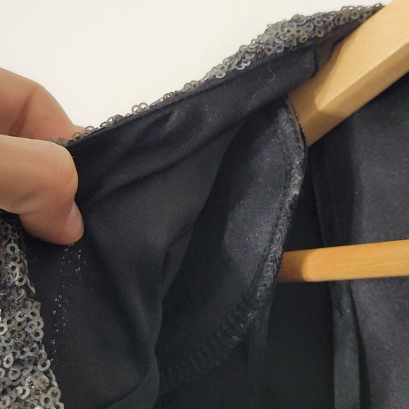 AX Paris Long Sleeve Sequin Evening Dress Surplice Neckline Silver Black Event - Picture 9 of 15